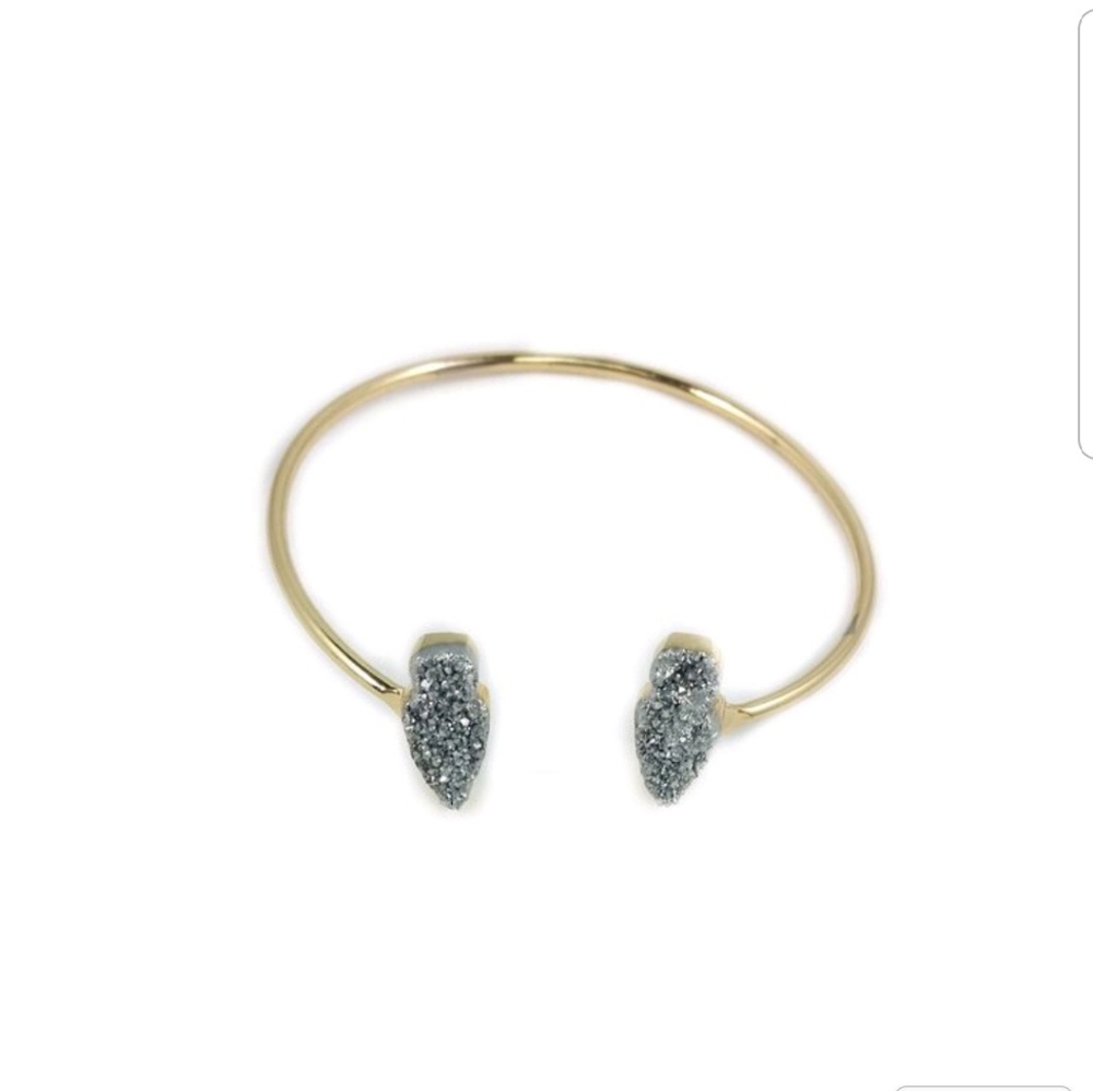 Silver and Gold Druzy Cuff Bracelet